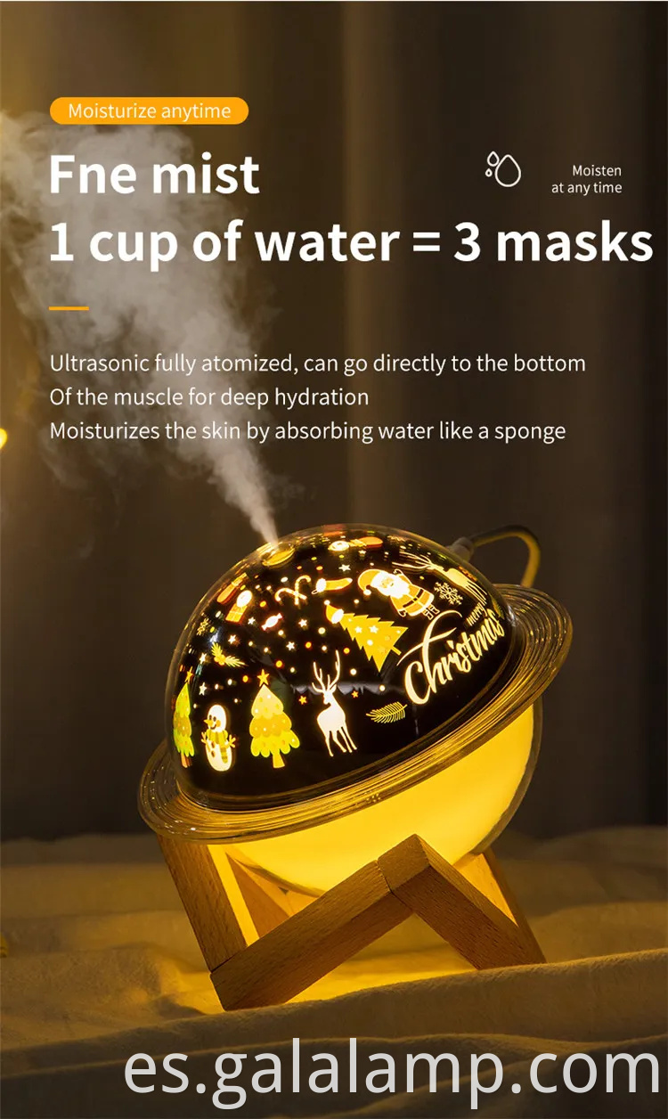 Planeta Humidificador de luz nocturna, USB, con soporte, humidificador